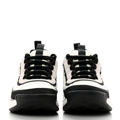 Chanel Suede Calfskin Mixed Fibers CC Sneakers 38 White Black 2 of 9