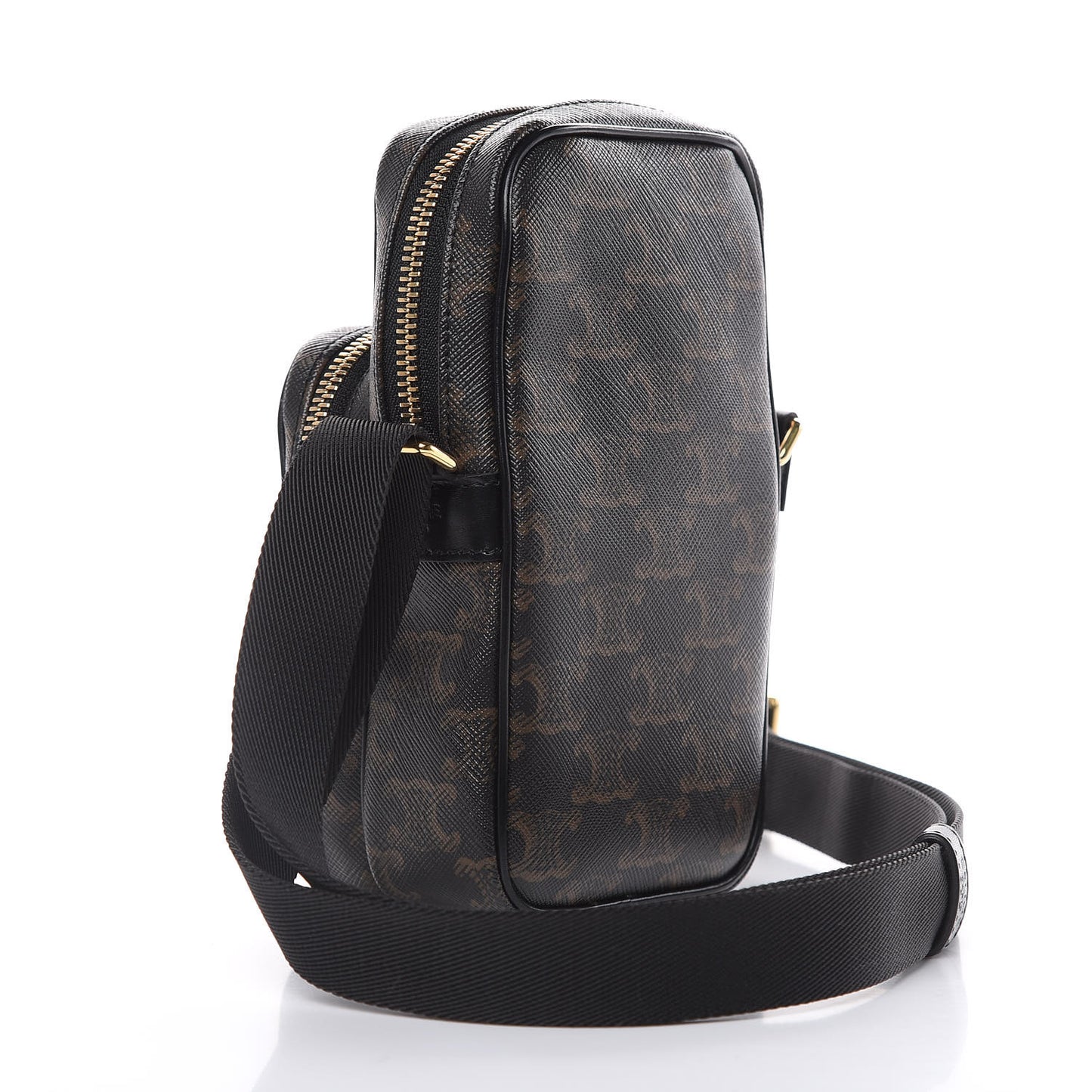 Triomphe Canvas Calfskin Mini Pocket Messenger Bag Black