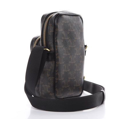 Celine Triomphe Canvas Calfskin Mini Pocket Messenger Bag Black 3 of 9