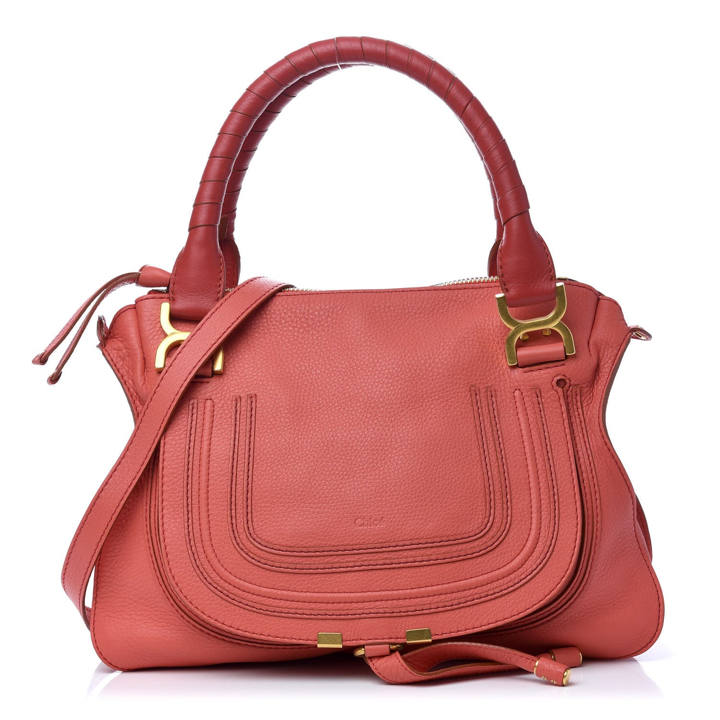 Calfskin Medium Marcie Satchel Coral Pop