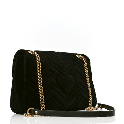 Gucci Velvet Matelasse Medium GG Marmont Shoulder Bag Black 2 of 5