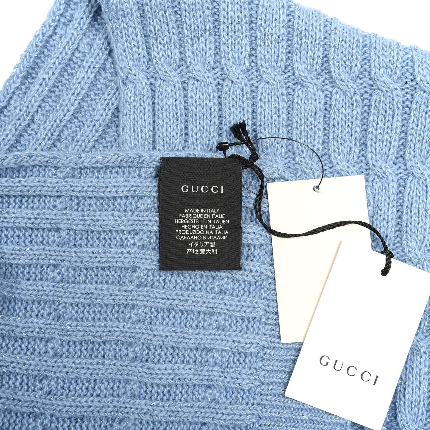 Wool Knit Shine Reg Scarf Bluette Sky Blue