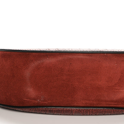 Chloe Calfskin Crocodile Embossed Drew Shoulder Bag Sienna Red 5 of 8