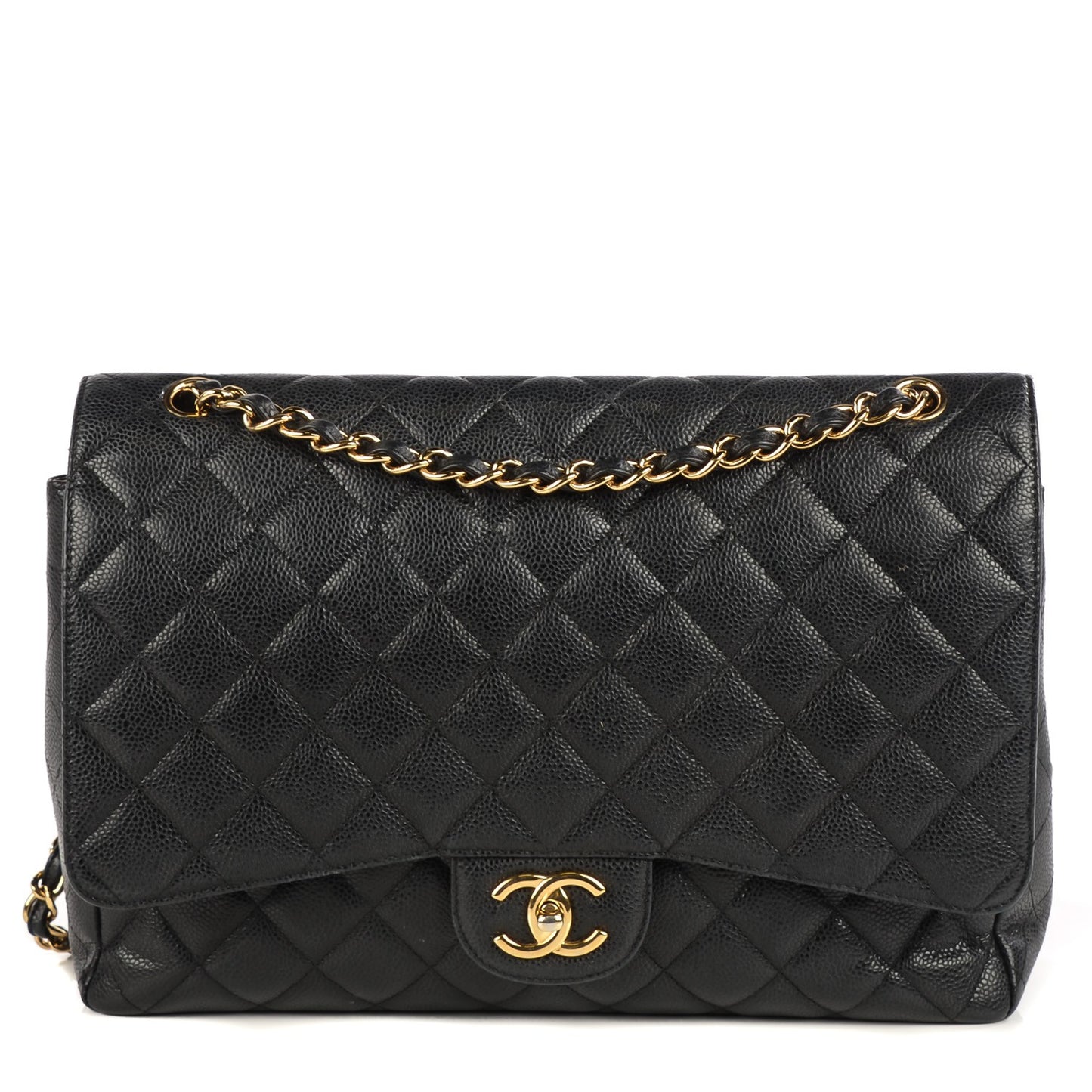 Caviar Quilted Maxi Double Flap Black