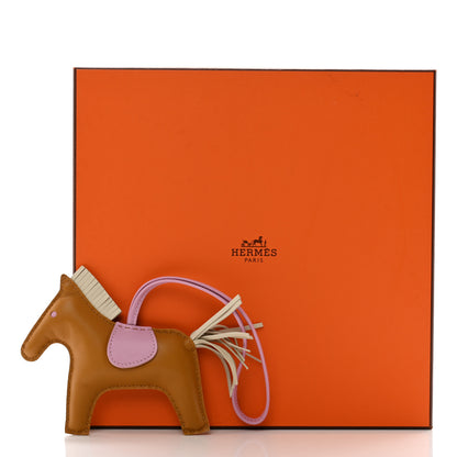 Hermes Milo Lambskin Grigri Rodeo Horse Bag Charm MM Sesame Mauve Sylvestre Craie 5 of 5