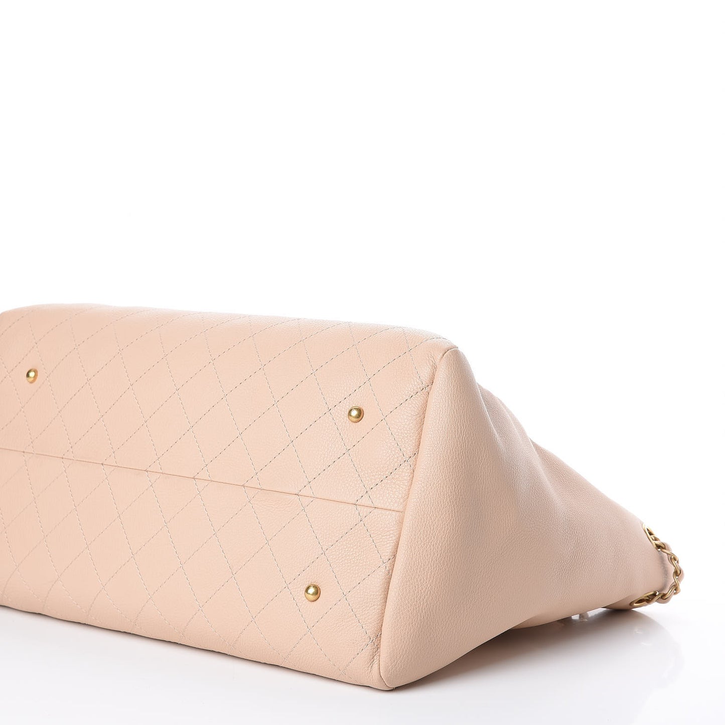 Grained Calfskin Stitched Large Supple Rock Shopping Tote Beige