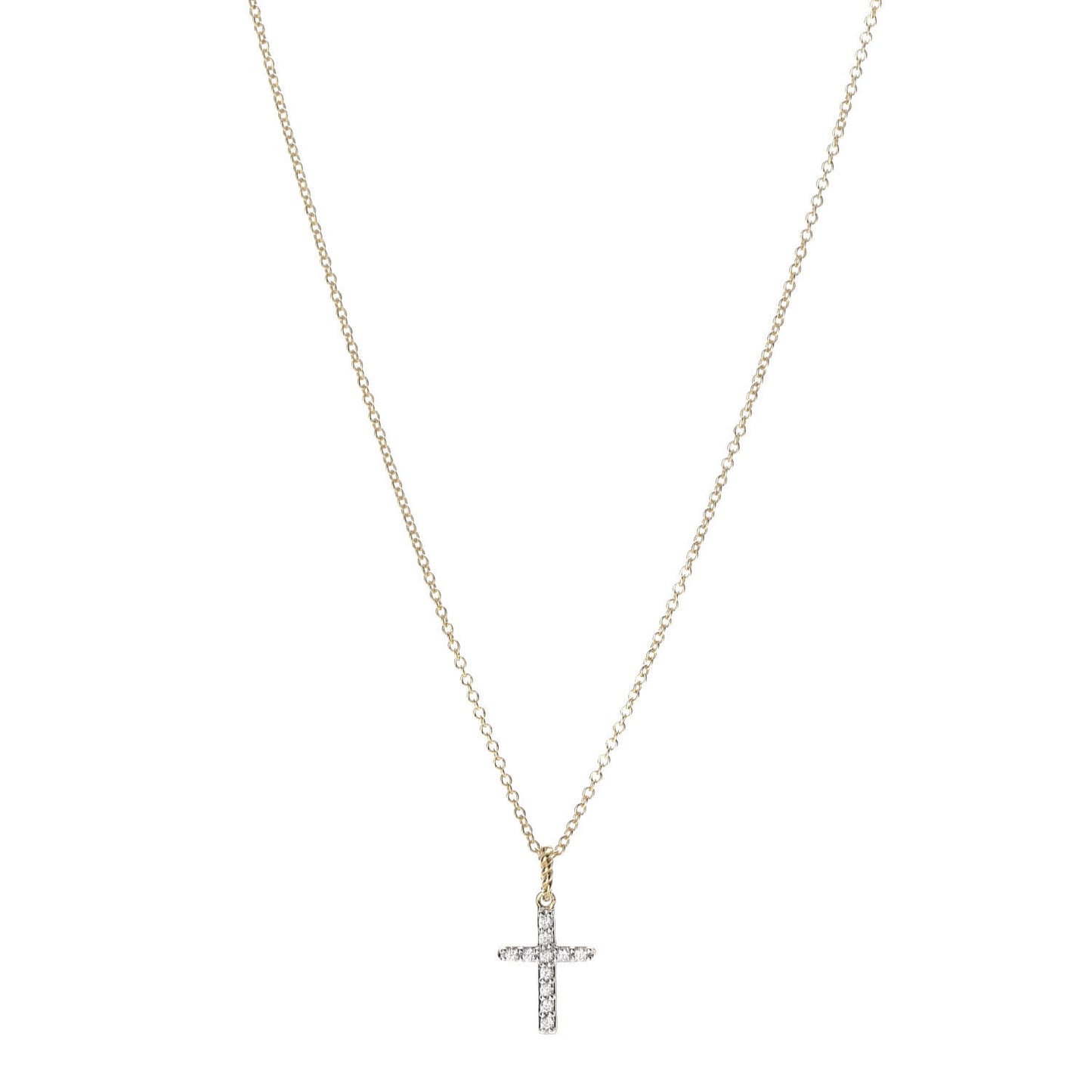 18K Yellow Gold Diamond Cable Collectibles Cross Necklace