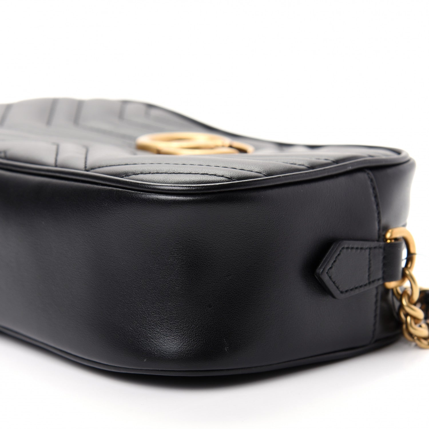 Gucci Calfskin Matelasse Small GG Marmont Chain Shoulder Bag Black 7 of 11