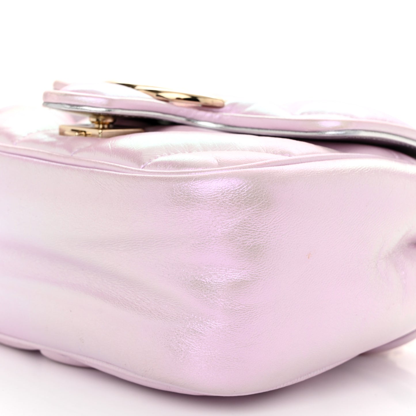 Iridescent Nappa Chevron Matelasse Mini GG Marmont Shoulder Bag Iridescent Escape Pink
