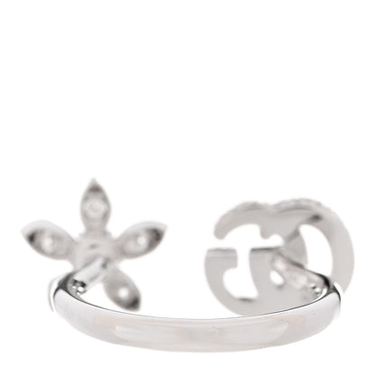 Gucci 18K White Gold Diamond Flora GG Open Ring 51 5.75 4 of 7