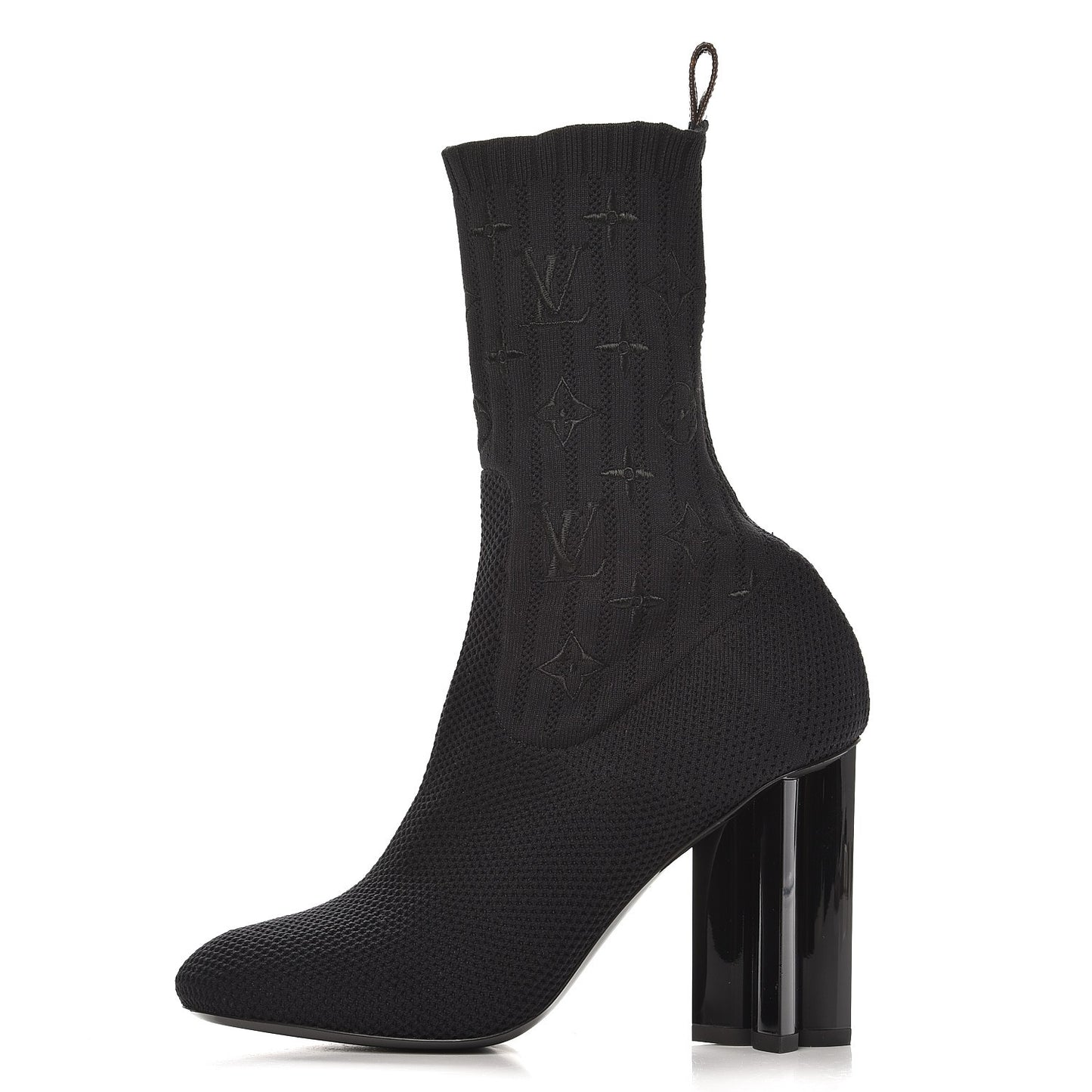 Monogram Stretch Fabric Silhouette Ankle Boots 36 Black