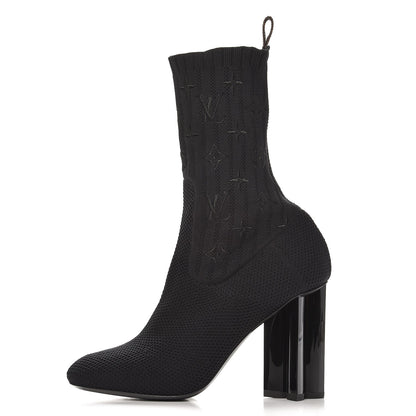Louis Vuitton Monogram Stretch Fabric Silhouette Ankle Boots 36 Black 1 of 9