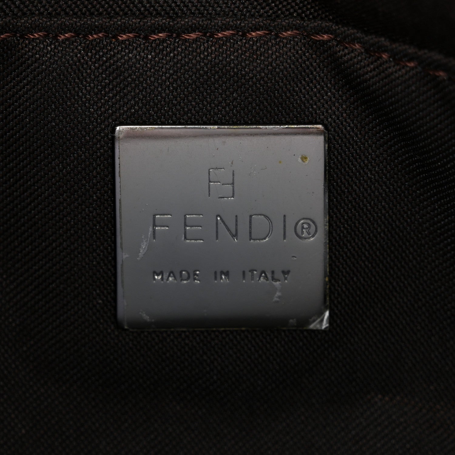 Fendi Zucchino Mini Baguette Mogano Panna Bruciato 6 of 9