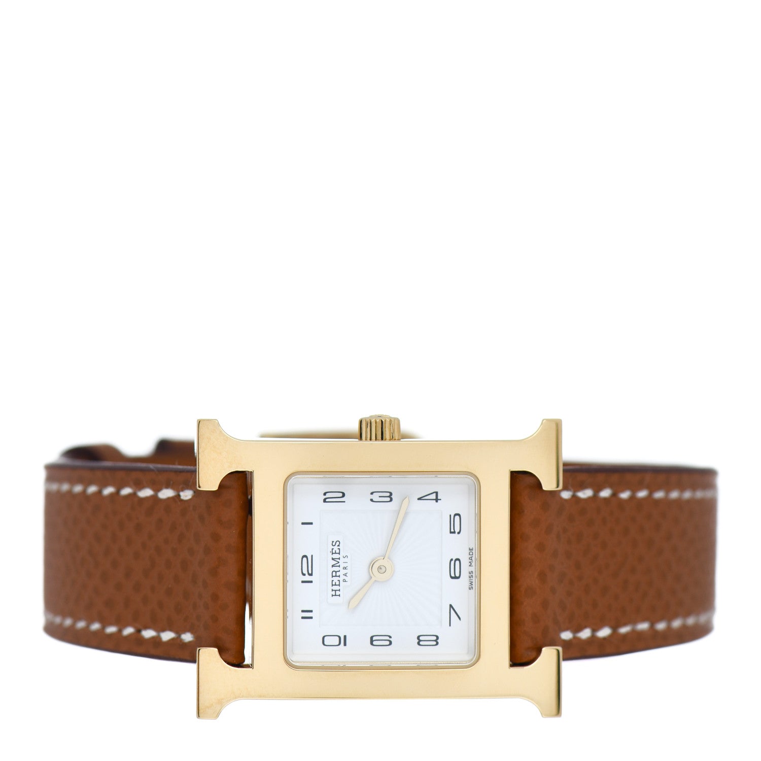 Hermes Stainless Steel Epsom 21mm Heure H Hour Quartz Watch Gold 2 of 5