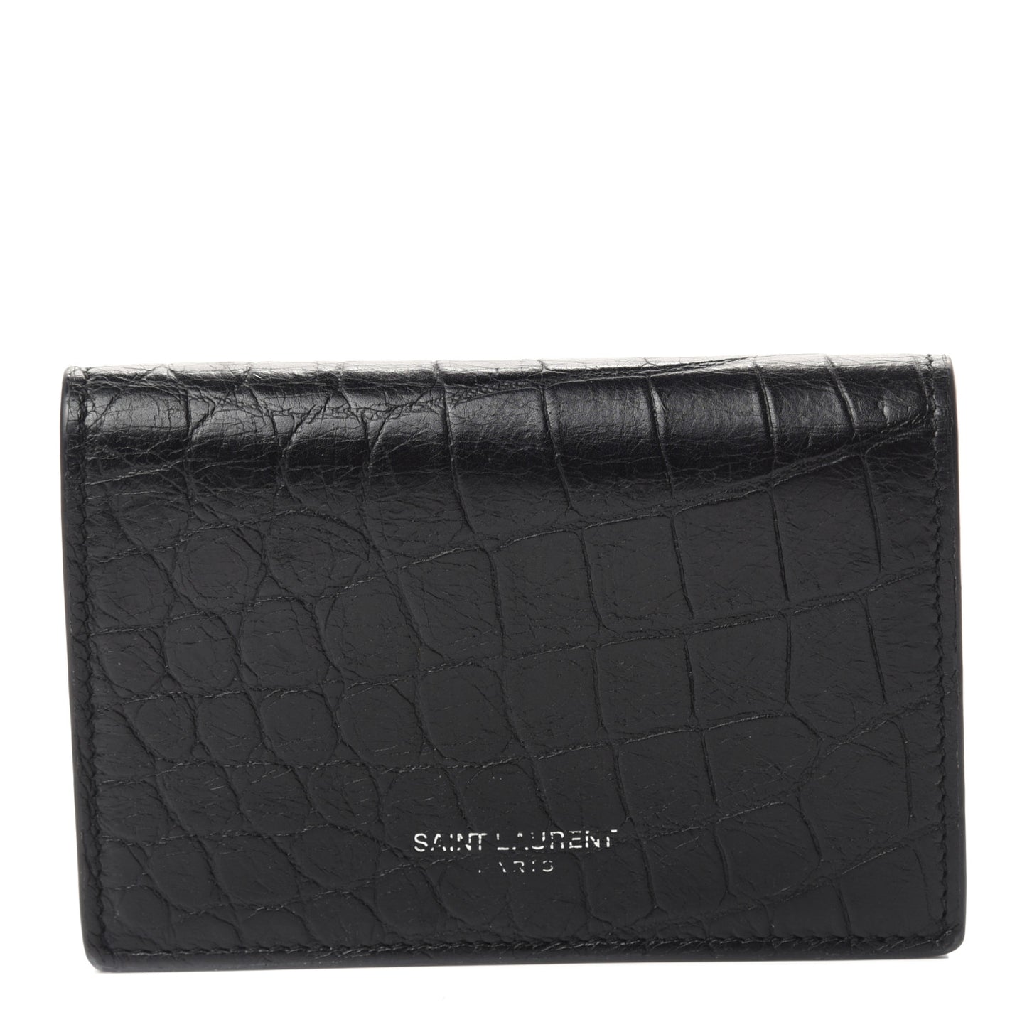 Calfskin Crocodile Embossed Business Card Case Black