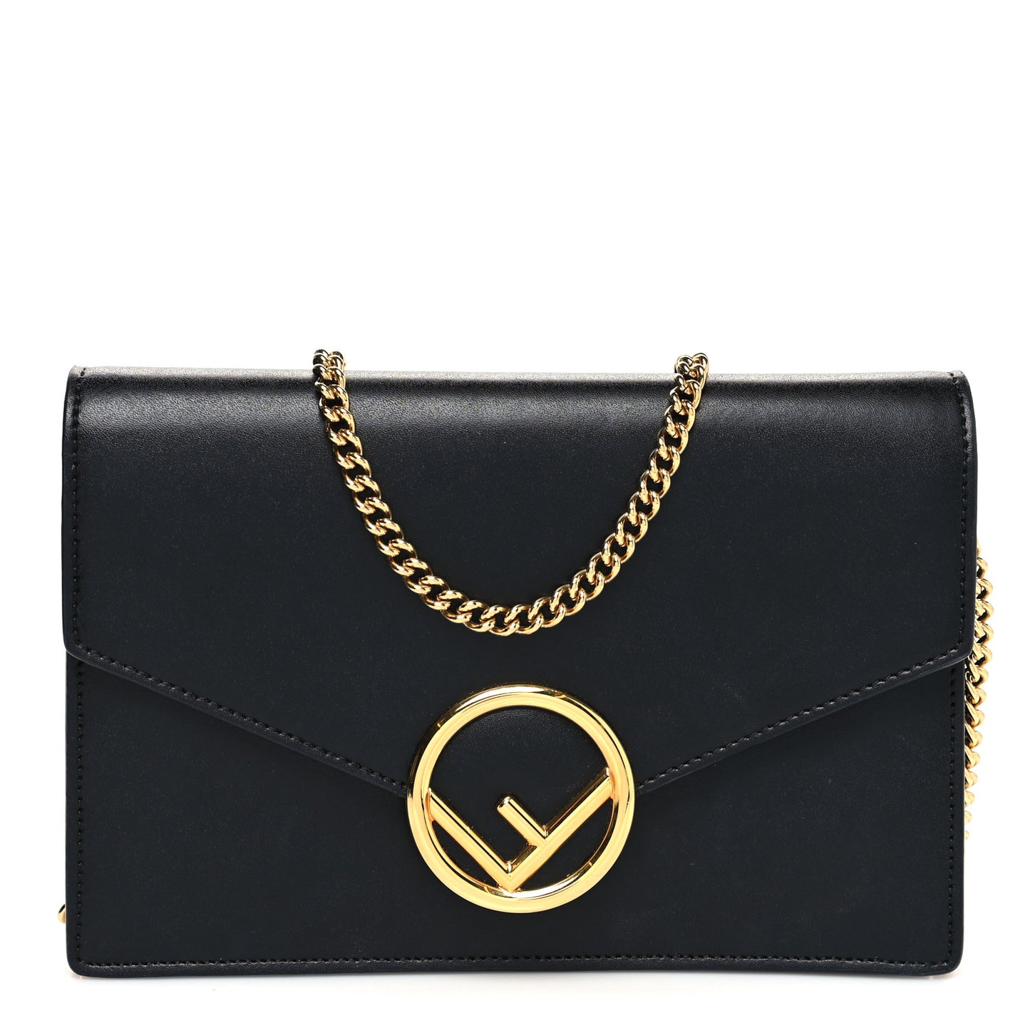 Vitello Liberty Lucido F is Fendi Medium Envelope Wallet on Chain Black