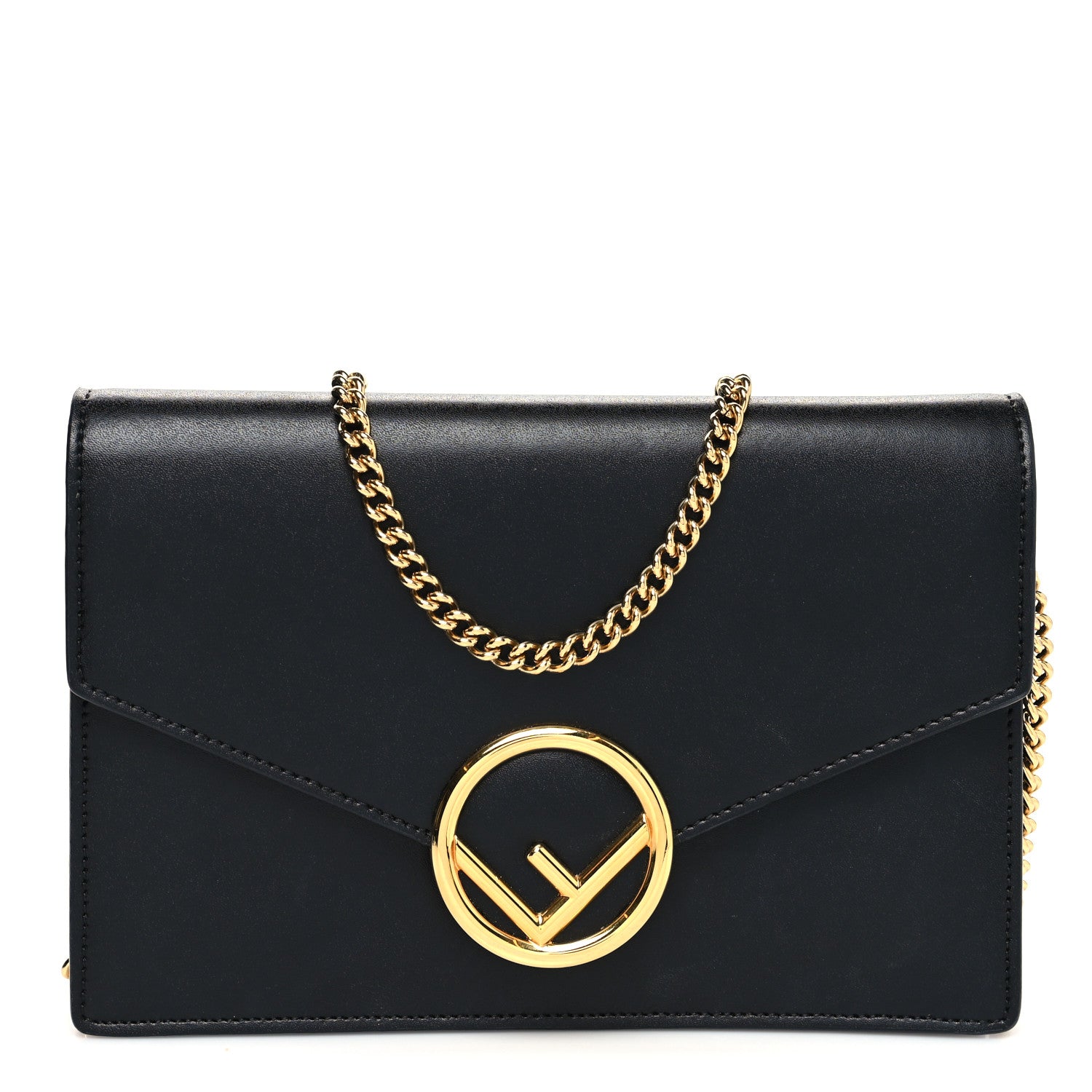 Fendi Vitello Liberty Lucido F is Fendi Medium Envelope Wallet on Chain Black 1 of 14