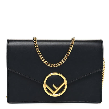 Fendi Vitello Liberty Lucido F is Fendi Medium Envelope Wallet on Chain Black 1 of 14