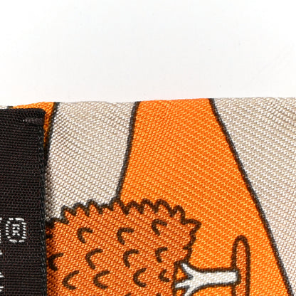 Hermes Silk Les Nouveaux Amoureux de Paris Twilly Orange Ciel Beige 7 of 8