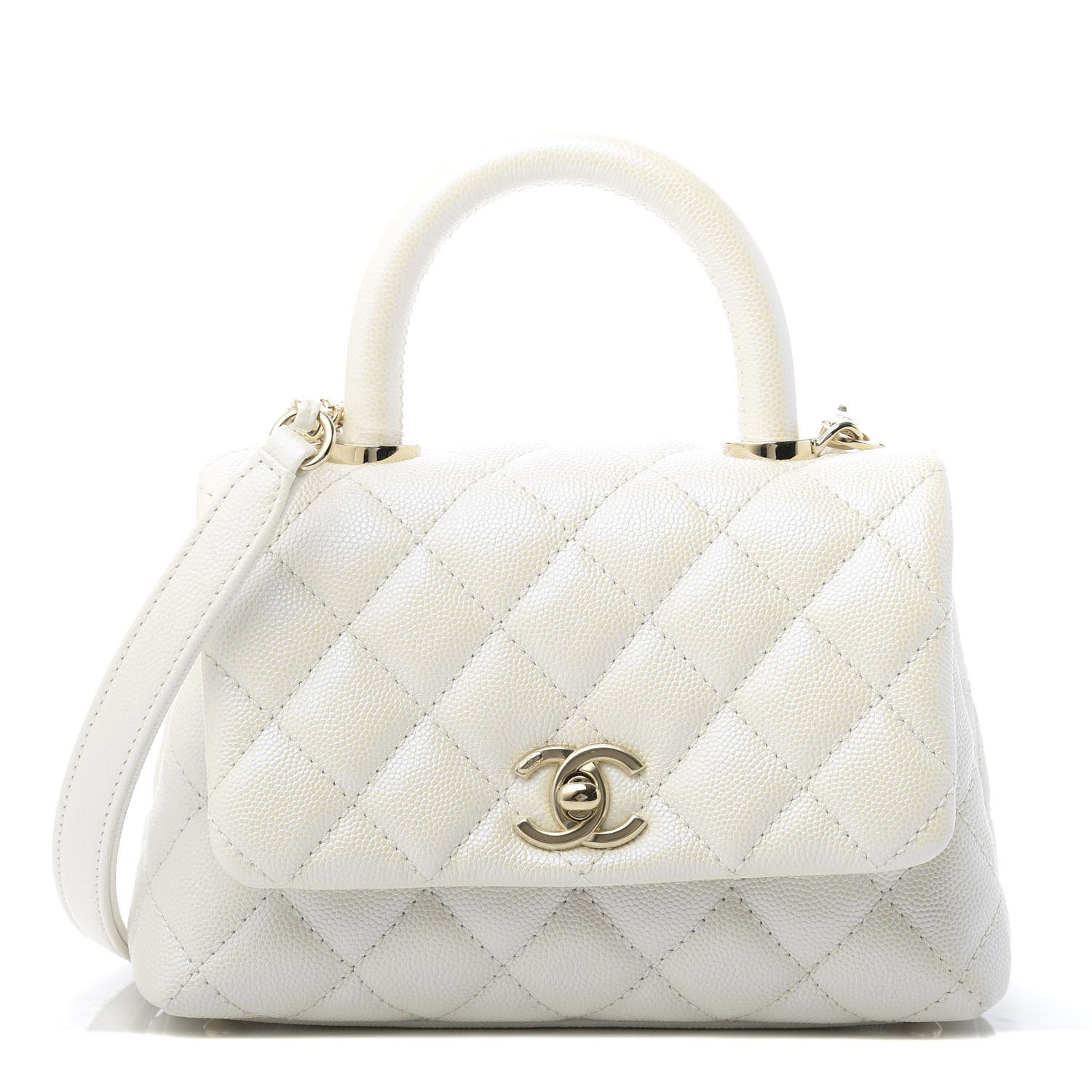 Chanel Iridescent Caviar Quilted Extra Mini Coco Handle Flap Ivory 1 of 11