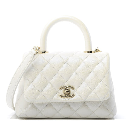 Chanel Iridescent Caviar Quilted Extra Mini Coco Handle Flap Ivory 1 of 11