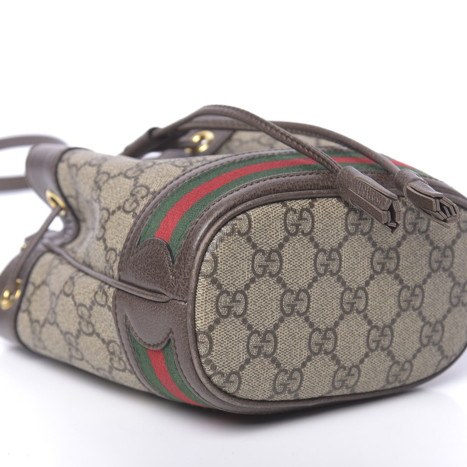 Gucci GG Supreme Monogram Web Mini Ophidia Bucket Bag Brown 13 of 14