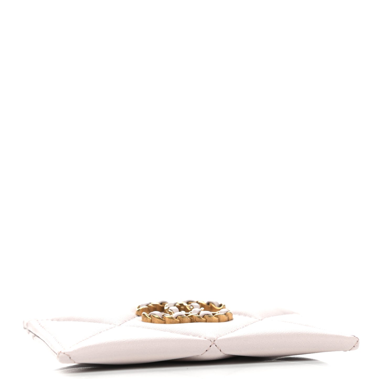 Lambskin Quilted Chanel 19 Card Holder Light Purple