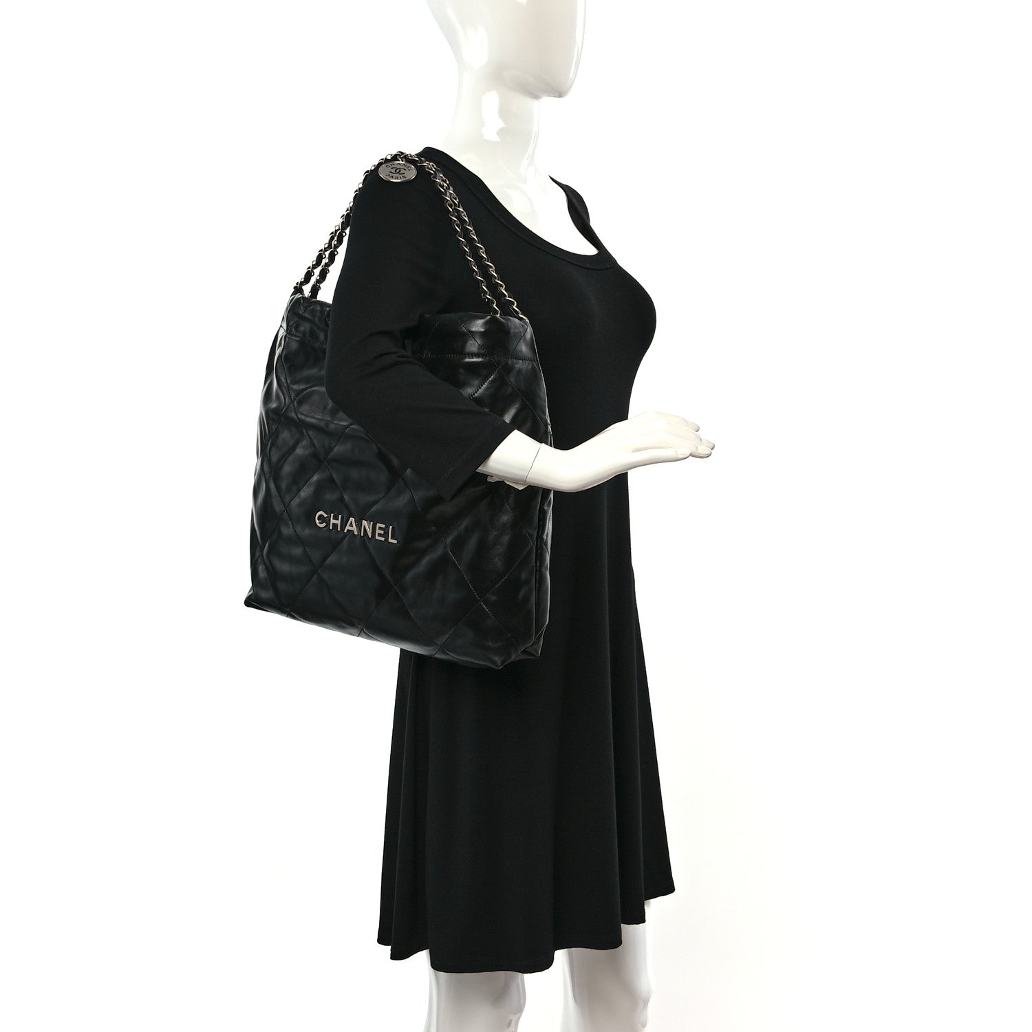 Chanel Shiny Calfskin Quilted Chanel 22 Black 2 of 10