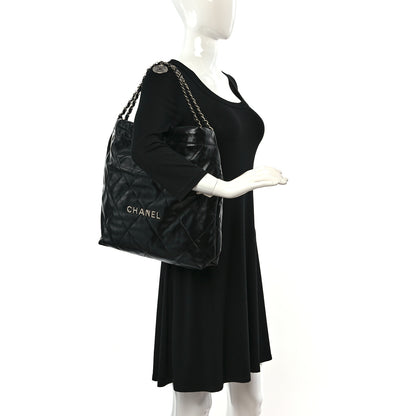 Chanel Shiny Calfskin Quilted Chanel 22 Black 2 of 10