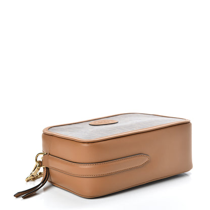 Fendi Glazed Fabric Vitello Century FF 1974 Stamp Patch Camera Case Mogano Panna Caramello 4 of 10