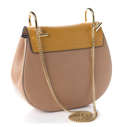 Chloe Grained Calfskin Lambskin Bi-Color Drew Shoulder Bag Wet Sand Sunflower 3 of 9