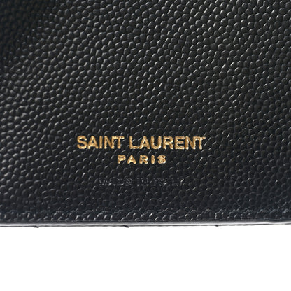 Saint Laurent Grain De Poudre Matelasse Chevron Monogram Zipped Card Case Black 5 of 6