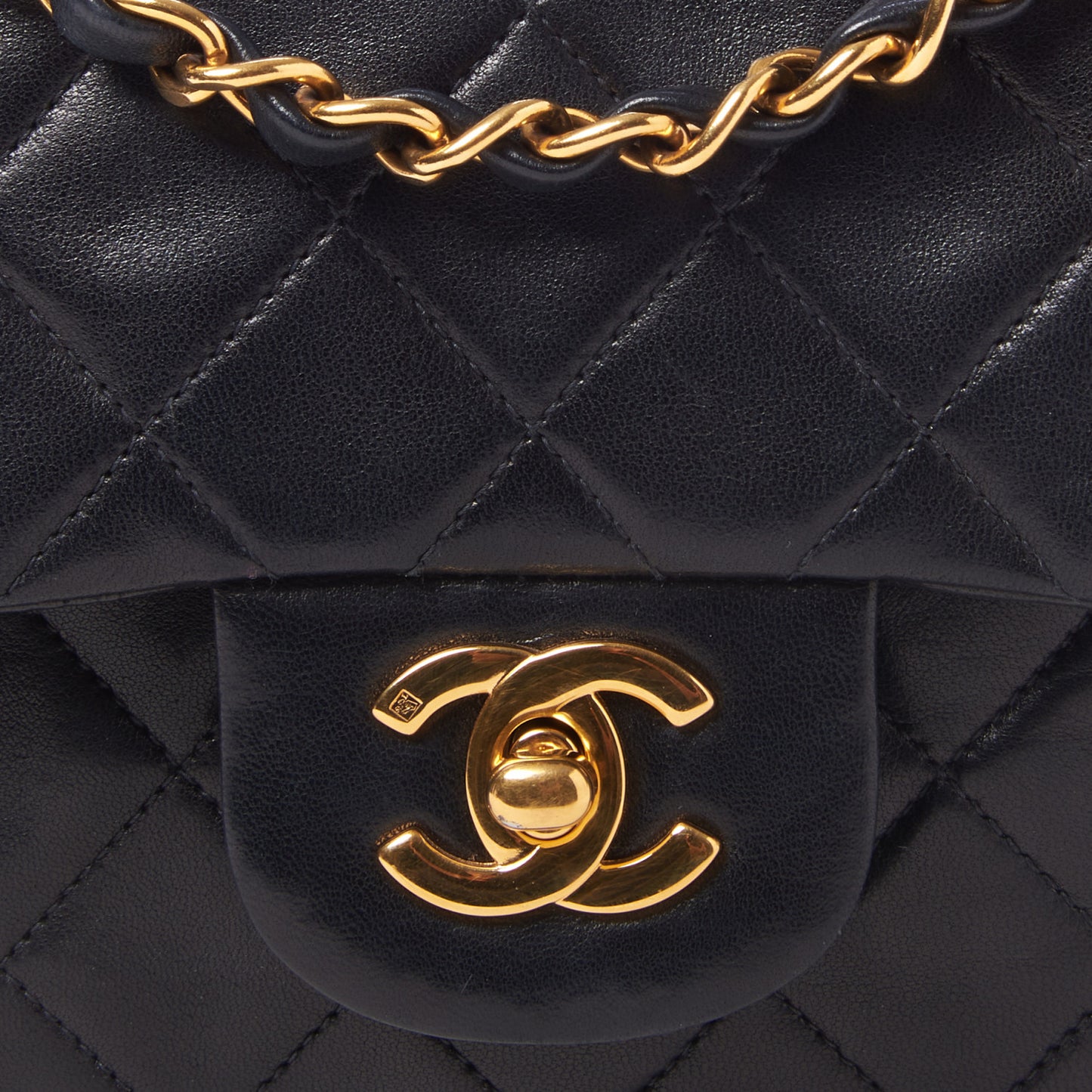 Lambskin Quilted Small Double Flap Black