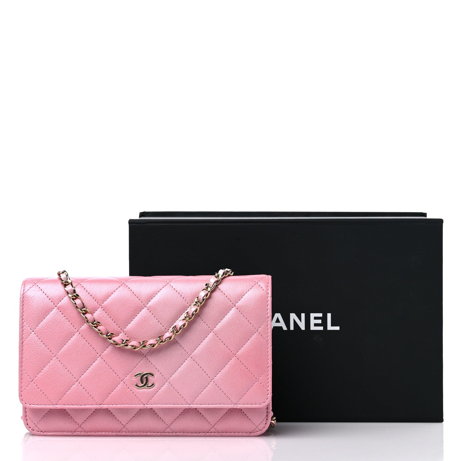 Chanel Iridescent Caviar Quilted Wallet on Chain WOC Rose Pink 11 of 11