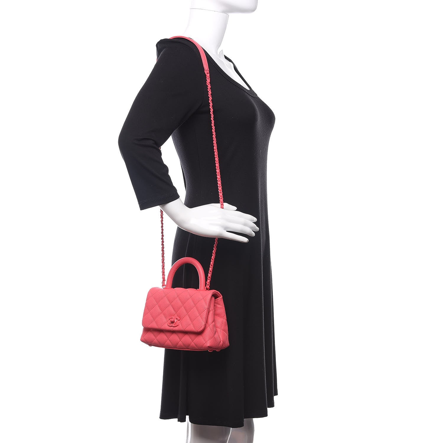 Chanel Caviar Quilted Incognito Extra Mini Coco Handle Flap Pink 2 of 11