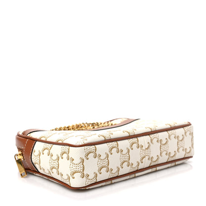 Celine Calfskin Triomphe Canvas Small Patapans White 4 of 8