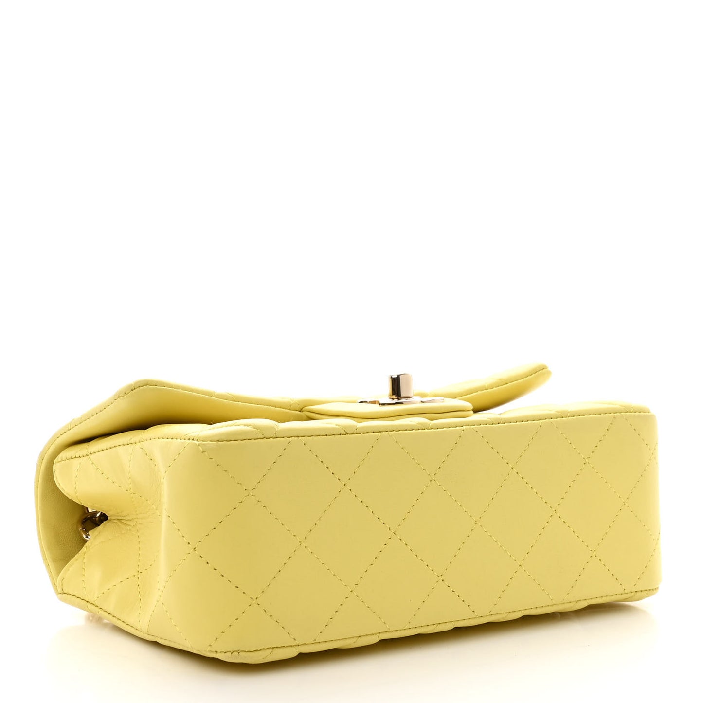 Lambskin Quilted Mini Rectangular Flap Light Yellow
