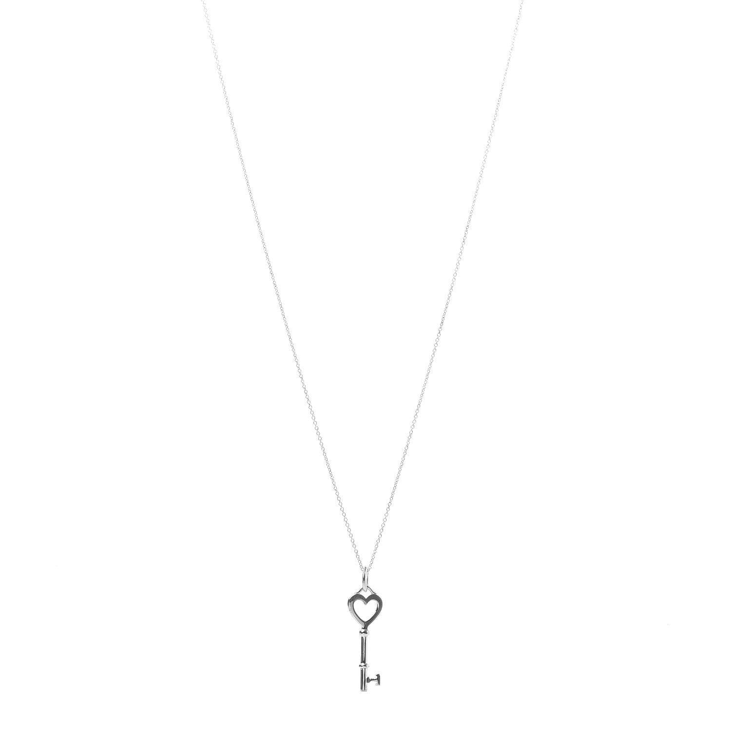Tiffany Sterling Silver Heart Key Pendant Necklace 1 of 7