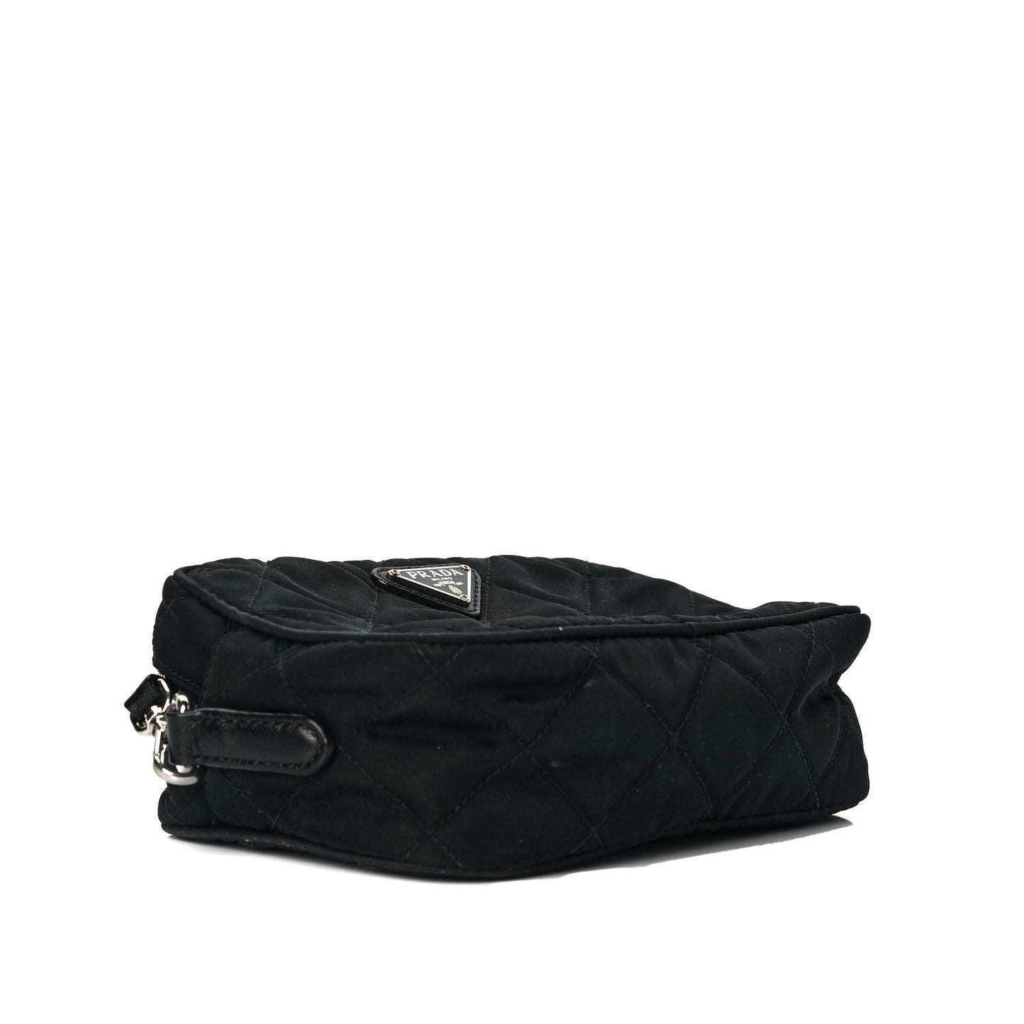 Nylon Tessuto Impuntu Quilted Chain Crossbody Black