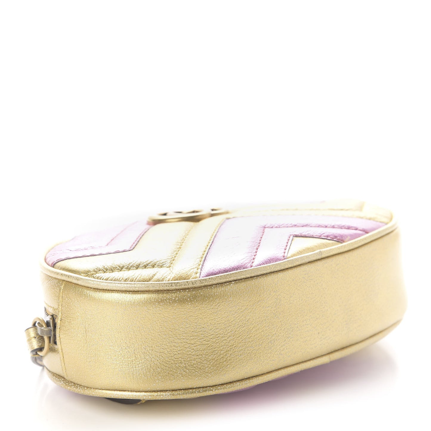 Metallic Nappa Matelasse Heart GG Marmont Belt Bag 85 34 Oro Vecchio Rosa