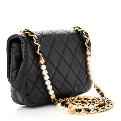 Chanel Glazed Calfskin Quilted Mini Pearl Side Flap Black 3 of 11