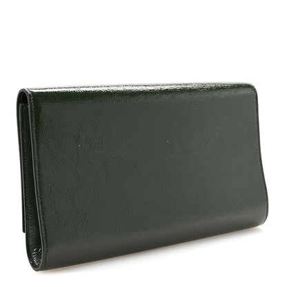 Saint Laurent Distressed Patent Small Belle De Jour Clutch Tartan Green 3 of 6