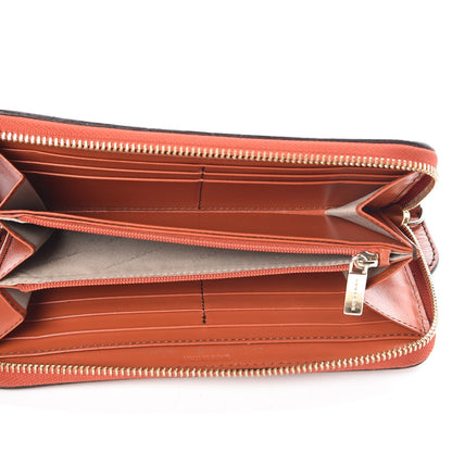 Burberry Haymarket Check Perforated Trim Large Ziggy Zip Around Wallet Orange 5 of 9