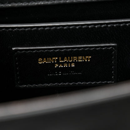 Saint Laurent Suede Small Classic Monogram Palm Tree Kate Satchel Black 6 of 11