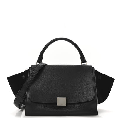 Celine Drummed Calfskin Suede Trapeze Black 2 of 17