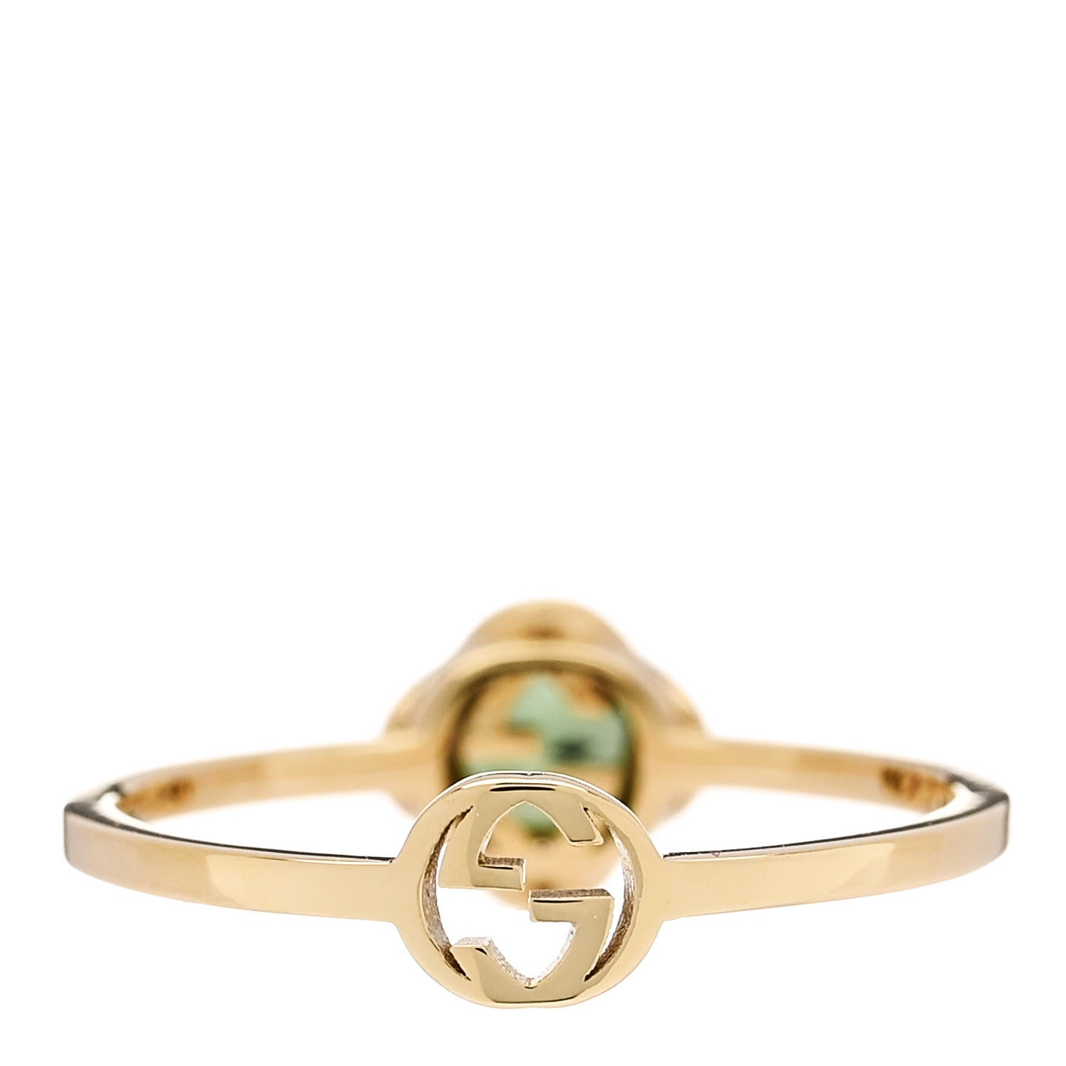Gucci 18K Yellow Gold Green Tourmaline Interlocking G Ring 49 4.75 4 of 6