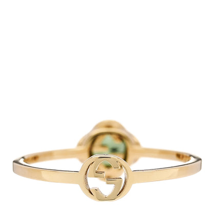 Gucci 18K Yellow Gold Green Tourmaline Interlocking G Ring 49 4.75 4 of 6