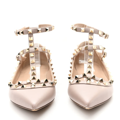 Valentino Garavani Calfskin Nappa Rockstud Cage Ballerina Flats 40 Grey Pink Poudre 3 of 8