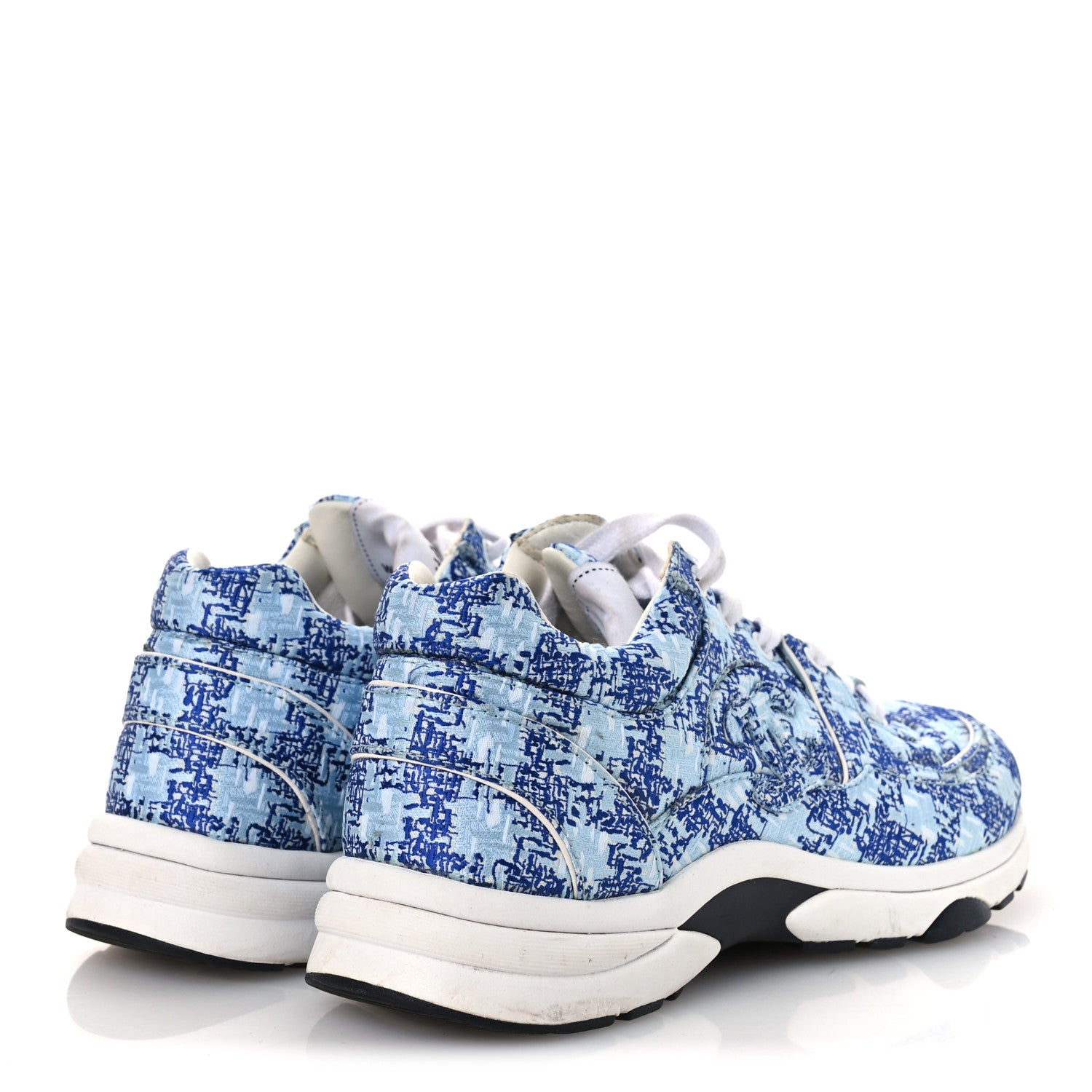Chanel Tweed CC Sneakers 36.5 Blue White 5 of 16