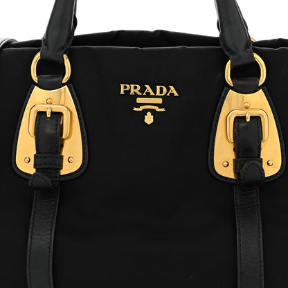 Prada Tessuto Nylon Soft Calfskin Shopping Satchel Black 8 of 11
